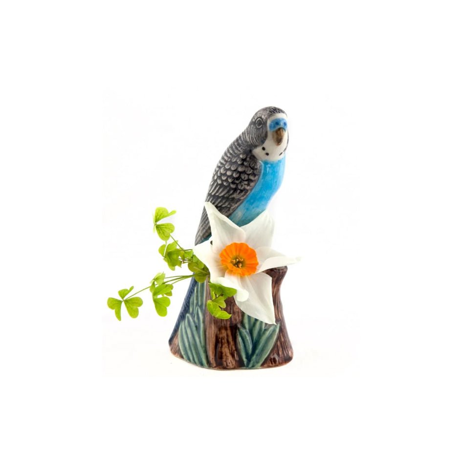 Parkiet Blauw Klein Bloemenvaasje - Quail Ceramics - SuperMatique